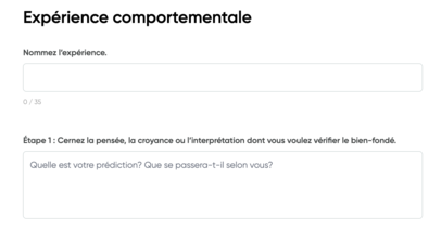 La page pour créer une nouvelle expérience comportementale