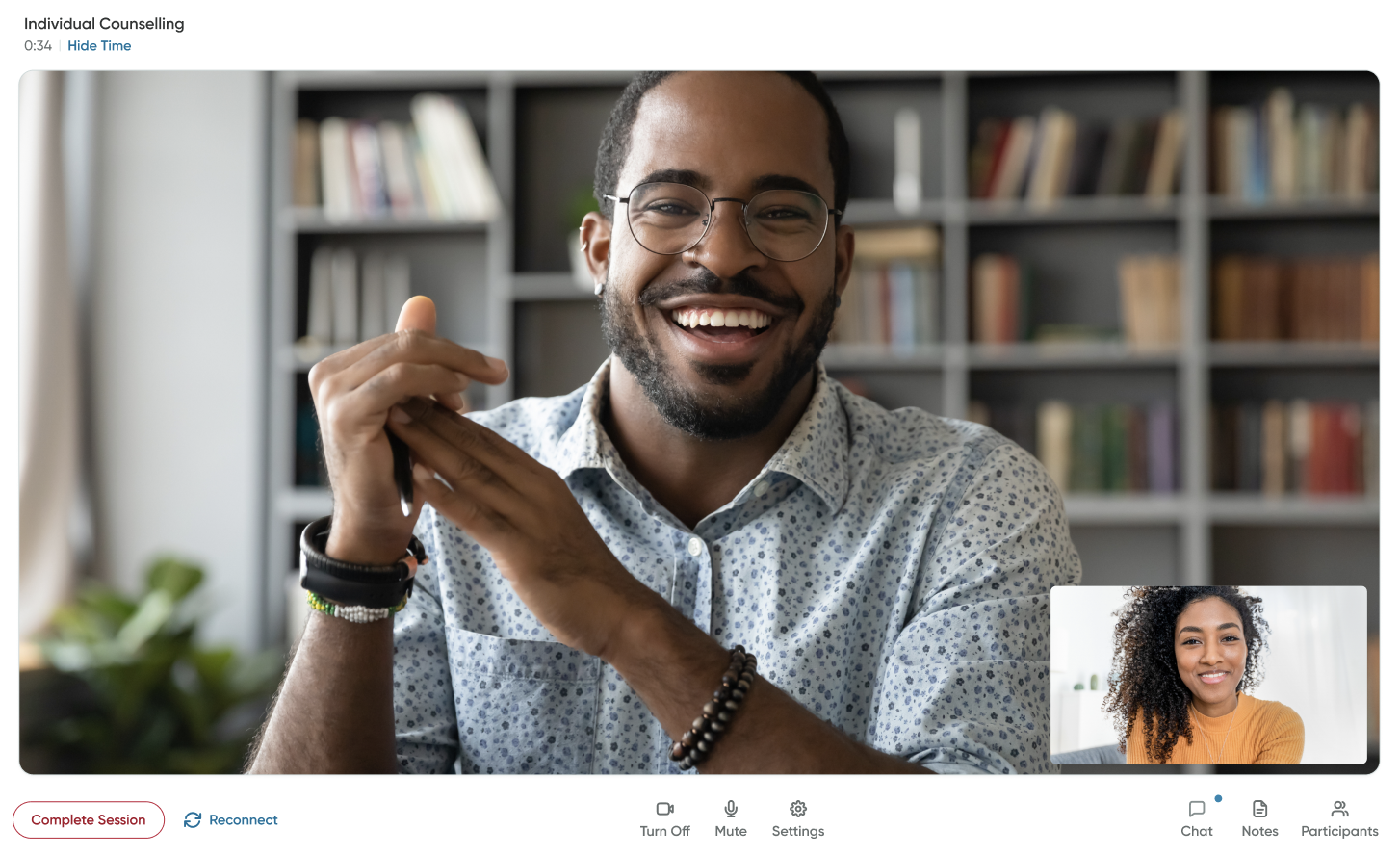 Overview of the active session screen.