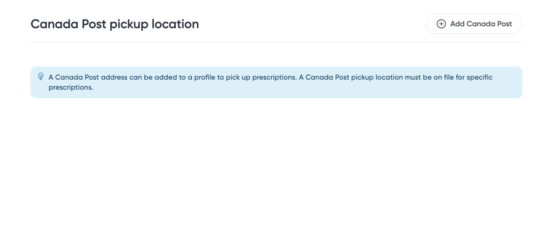 Add Canada Post address screen