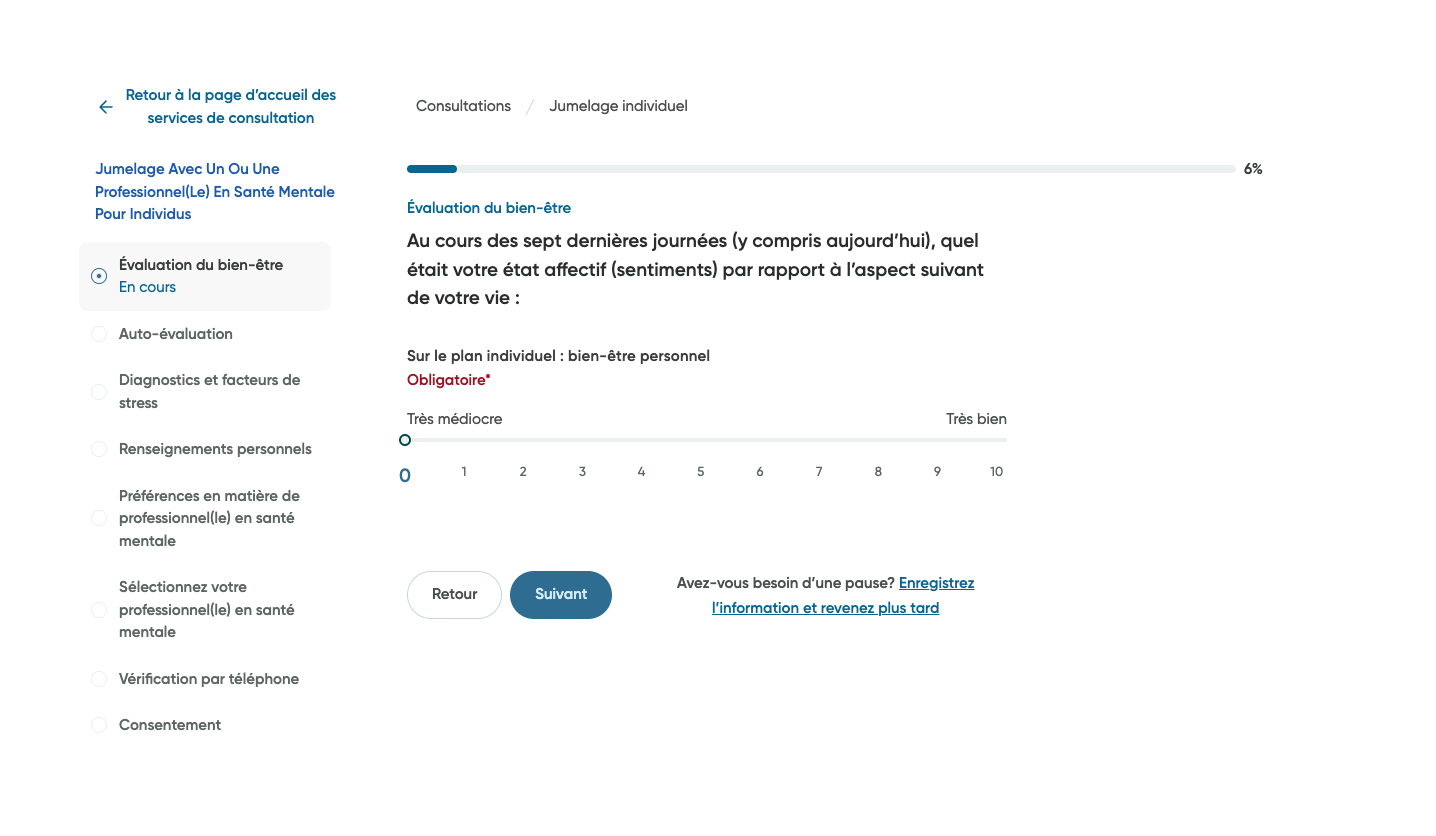 La première étape du processus de jumelage.